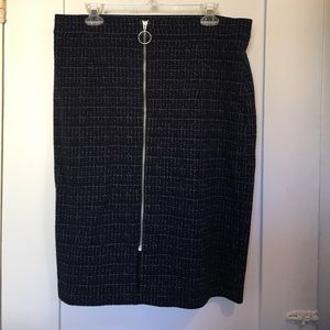 Maeve box plaid pencil skirt in navy